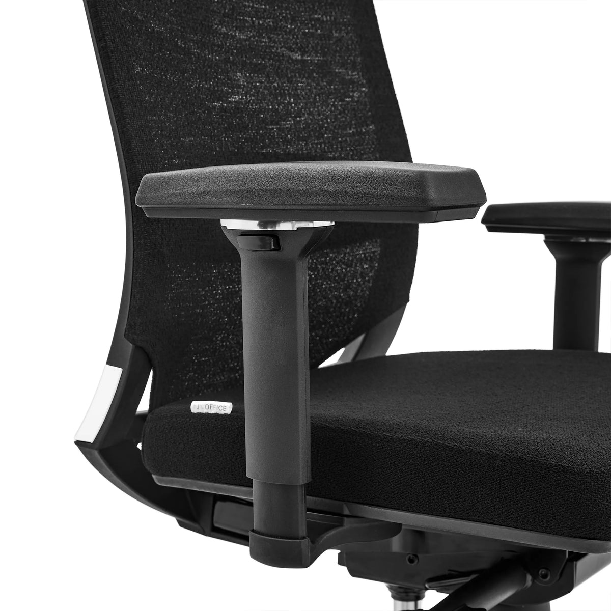 Armrest of the PORTO MAX HIGH I Professional Office Chair in black with mesh backrest and fabric seat by hjh OFFICE
