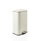 Beige Wastepaper Clean 1 with pedal opening and flat lid by hjh OFFICE – 360-degree view (front three-quarter view 45°)