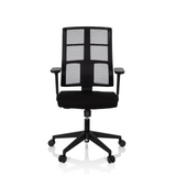 Black Professional Office Chair SPINIO with mesh back and five-caster base by hjh OFFICE – 360-degree view (front view 0°)