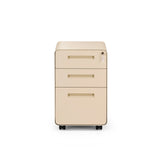 Beiger Rollcontainer COLOR PLUS I aus Metall mit drei Schubladen und vier Rollen von hjh OFFICE – 360-Grad-Ansicht (Frontansicht 0°)