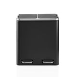 Black Wastepaper Clean 9 with two compartments, silver lid rim and two carrying handles by hjh OFFICE – 360-degree view (front view 0°)