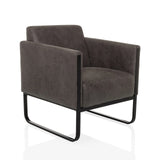 Grey Lounge Chair Aruba Retro with armrests and black frame by hjh OFFICE – 360-degree view (front three-quarter view 30°)