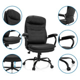 Black Swivel Chair RELAX XXL B made of faux leather with detailed views of the armrests and base by hjh OFFICE