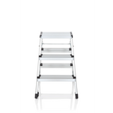 Silver Folding Ladder SOLID IV made of aluminium with three steps by hjh OFFICE – 360-degree view (front view 0°)