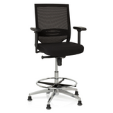 Black Counter chair TOP WORK 77 with mesh back, foot ring and five glides by hjh OFFICE – 360-degree view (front view 20°)