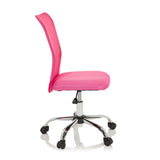Pink Swivel Chair – Children KIDDY NET I with mesh back and five-caster base by hjh OFFICE – 360-degree view (side profile 80°)