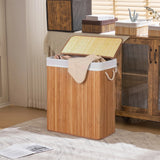 Brown Laundry basket FALSTER XL B with bamboo lid and integrated handles by hjh LIVING