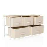 Beige Chest of drawers FOLDAR with five fabric drawers and a white metal frame by hjh LIVING