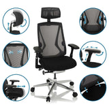 High End Office Chair INSPERO in black with adjustable armrests and headrest by hjh OFFICE
