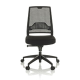 Black Professional Office Chair PORTO ECO I with mesh back and five-caster base by hjh OFFICE – 360-degree view (front view 0°)