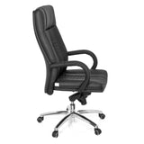Black Swivel Chair XXL G 300 with quilting, armrests and five-caster base by hjh OFFICE – 360-degree view (side profile 80°)
