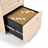 Open drawer with hanging files of the COLOR PLUS I mobile drawer unit in beige by hjh OFFICE