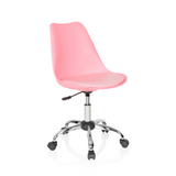 Pink Home Office Chair FANCY PRO with base and five castors by hjh OFFICE – 360-degree view (front three-quarter view 40°)