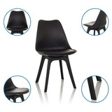 Shell chair SCANDI P in black with four legs in different views by hjh OFFICE