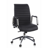 Black Professional Executive Chair ASPERA 10 with stitching, armrests and five-caster base by hjh OFFICE – 360-degree view (front view 20°)