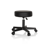 Black Swivel stool OPERATOR I with padded seat and five-caster base by hjh OFFICE – 360-degree view (front three-quarter view 60°)