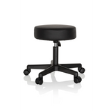 Black Swivel stool OPERATOR I with padded seat and five-caster base by hjh OFFICE – 360-degree view (side profile 80°)
