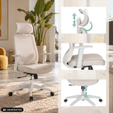 Home Office Chair MIKEO W in beige with adjustable headrest and armrests by hjh OFFICE