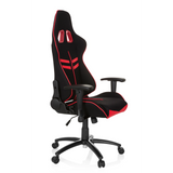 Black and red Gaming chair LEAGUE PRO I with two headrest openings and five-caster base by hjh OFFICE – 360-degree view (front three-quarter view 60°)
