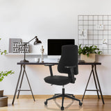 Black Professional Office Chair MATHES with armrests and casters at a desk by hjh OFFICE