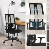 Black padded Professional Office Chair TRAMORE BASE with mesh back and adjustable lumbar support by hjh OFFICE