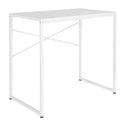 White Office Desk EASY UP H I with a simple metal frame and cross bracing by hjh OFFICE