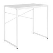 White Office Desk EASY UP H I with a simple metal frame and cross bracing by hjh OFFICE