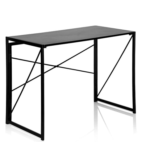 Black folding desk EASY UP MULTI with narrow tabletop and X-braces by hjh OFFICE