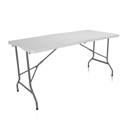 White Folding table EASY UP MULTI II with rectangular top and grey metal frame by hjh OFFICE