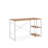 Schreibtisch Easy Up2 in Weiß und Eiche mit integriertem Regal und Kreuzstrebe von hjh LIVING