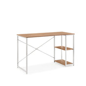 Office Desk Easy Up2 in white and oak with integrated shelf and cross brace by hjh LIVING