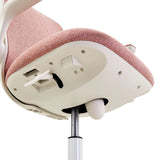 Underside of the seat with adjustment lever and gas spring of the Swivelo children's swivel chair in pink by hjh OFFICE