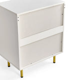 Back of the Hjelle K chest of drawers in white with gold-coloured feet by hjh LIVING