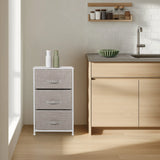 Chest of drawers FOLDRESS M with three grey fabric drawers and white frame by hjh LIVING