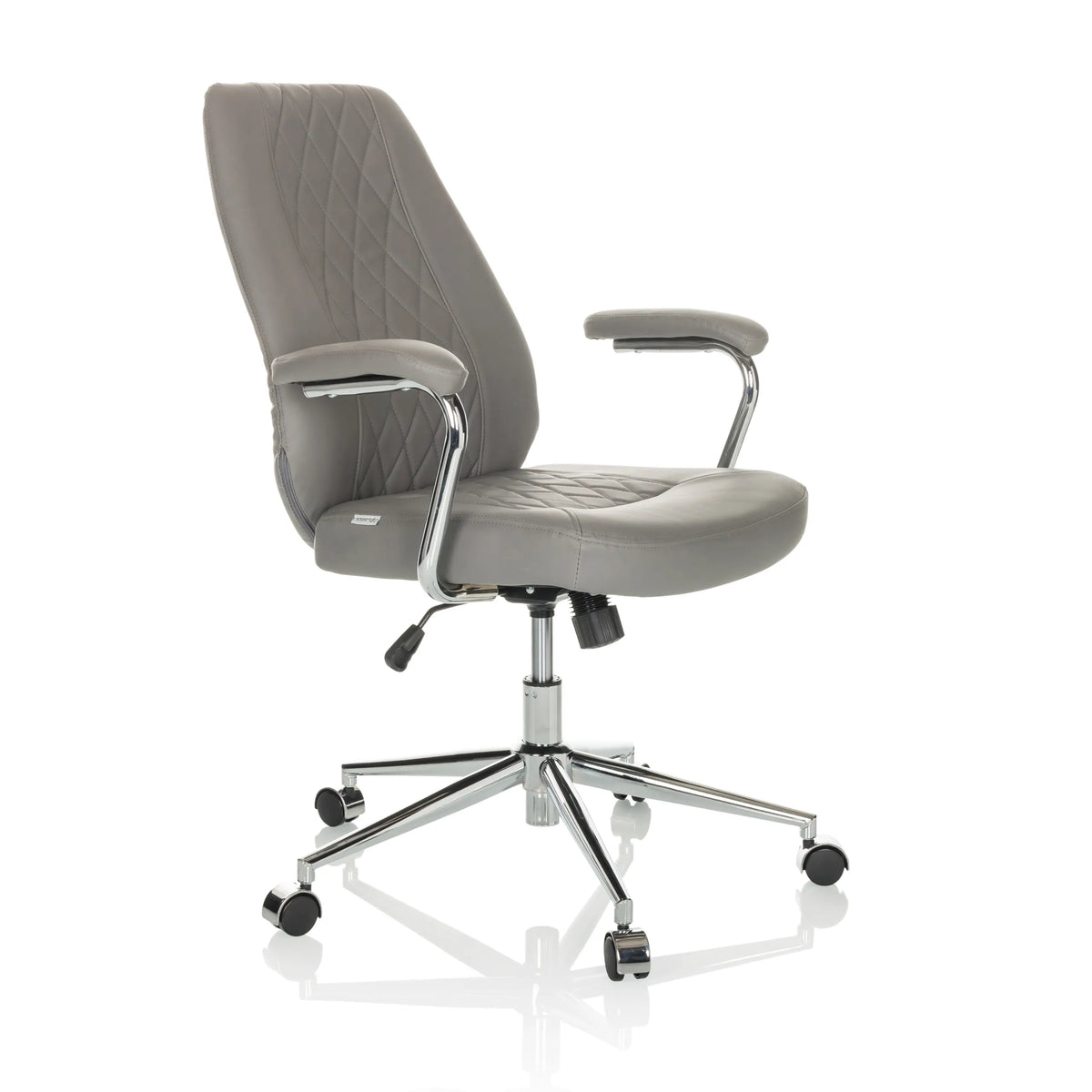 Grey Home Office Executive Chair THEO I with quilted backrest and five-caster base by hjh OFFICE – 360-degree view (front three-quarter view 45°)