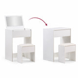 Opening and closing the foldable Glamdesk Makeup Mirror in white with matching stool by hjh LIVING