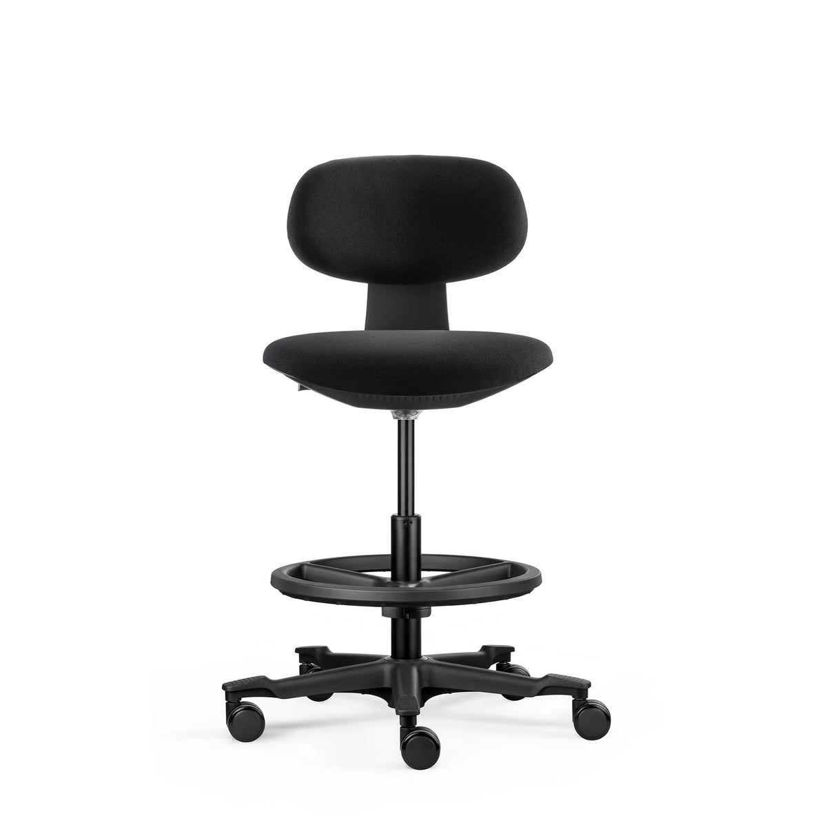 Black Work Chair WORK MF2 with footring and five castors by hjh OFFICE