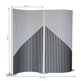 Dimensional drawing of the Partition wall Flexmiut Wave with 210 × 160 cm by hjh OFFICE