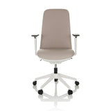 Beige Professional Office Chair NESTORA with armrests and white five-caster base by hjh OFFICE – 360-degree view (front view 0°)