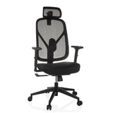 Black Professional Office Chair RALOO ECO with mesh back and five-caster base by hjh OFFICE – 360-degree view (front view 15°)