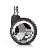 5x ROLO GAME No-Noise 11mm/60mm Castors for hard floors in chrome and black by hjh OFFICE
