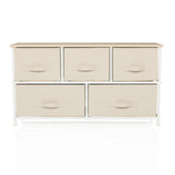 Beige Chest of drawers FOLDAR with five fabric drawers and white frame by hjh LIVING – 360-degree view (front view 0°)