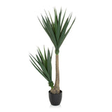Green Artificial plant YUCCA with two stems in a black pot by hjh OFFICE – 360-degree view (front view 0°)