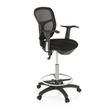 Black Counter chair TOP WORK 108 with mesh back, foot ring and five-caster base by hjh OFFICE – 360-degree view (front three-quarter view 60°)