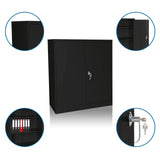 Black filing cabinet COLOR AS 105 with two doors, lock and internal shelves by hjh OFFICE