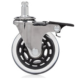 5x ROLO SKATE CT 11mm/75mm Castors with locking brake in silver and transparent for hard floors by hjh OFFICE