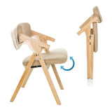 Folding mechanism of the SCANDIO folding chair in beige with wooden frame by hjh OFFICE