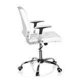White Home Office Chair ERNESTO with quilted upholstery and five-caster base by hjh OFFICE – 360-degree view (side profile 100°)