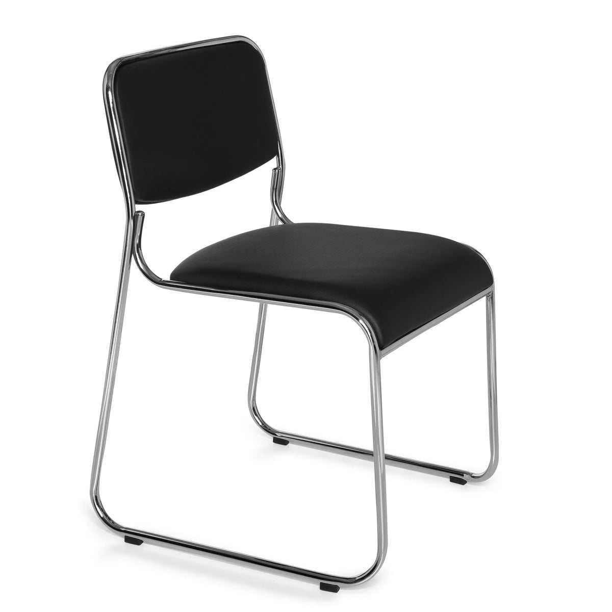 Black guest chair KOLTA with padding and chrome frame by hjh OFFICE – 360-degree view (front three-quarter view 60°)