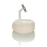 Beige Mobile phone & tablet holder COMFILAP II with plush ring cushion by hjh OFFICE – 360-degree view (rear three-quarter view 144°)
